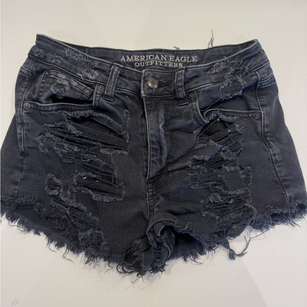 American Eagle Outfitters Distressed Black Jean Shorts